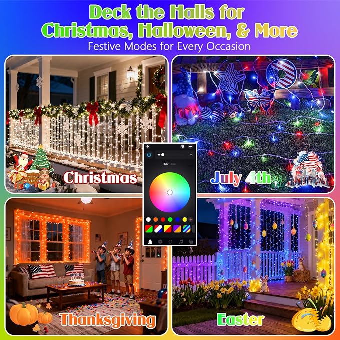 2025 New 138FT 400LED Smart Color Changing Christmas String Lights Outdoor App Control RGB LED String Lights with Remote & Timer, Waterproof Twinkle Christmas Tree Lights Indoor For Holiday Xmas Decor