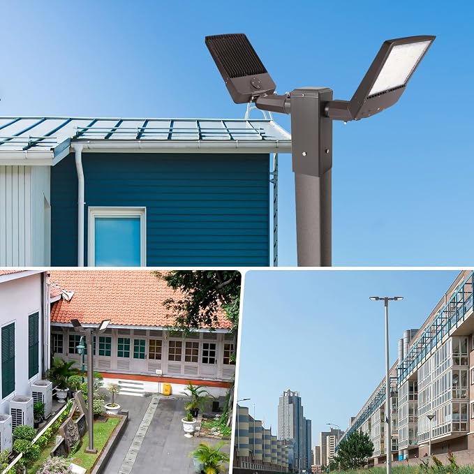 90 Degree Square Horizontal Tenon Adaptor with 2 Arms, Dark Bronze Heavy Duty Steel 4" Square Pole to Tenon, Top Tenon for 2 3/8" Slip Fitter Mount Led Shoebox Light 2 Fixture