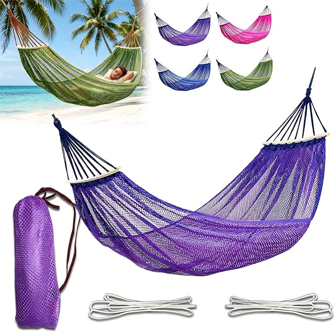 Hammock Without Stand, Purple | Camping Hammocks for Outside, Travel Portable Lightweight, With Tree Straps & Storage Bag