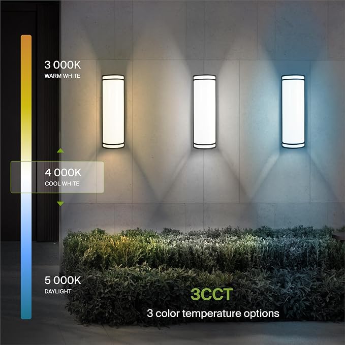 ASD 18 Inch LED Outdoor Sconce Lights - 20W 120-277V 3000K 4000K 5000K Black Exterior Lighting Fixtures, Dimmable Exterior Lights for House, Modern Patio Wall Light Fixture ETL