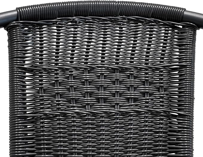 8 Piece Patio Chairs Set, Stackable Outdoor Rattan Chairs, Weatherproof Wicker Patio Seating for Balcony, Porch, Lawn, Small Patio Furniture Set for Backyard, Garden, Poolside, Black