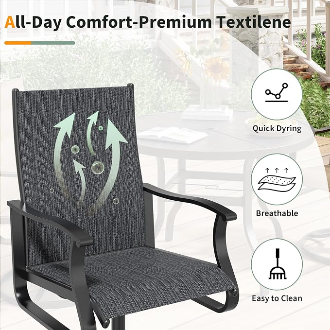UDPATIO 5 Piece Outdoor Patio Table and Chairs Set with 39" Round Table & 4 Patio Swivel Chairs with All Weather Textilene High Back & Metal Frame, Patio Table with Chairs, Outdoor Patio Dining Set