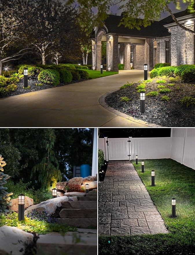 SUNVIE 4-Pack Low Voltage Pathway Lights 3W 3000K 12-24V LED Landscape Bollard Path Lights with Connectors CRI 90+ Aluminum Outdoor Landscape Lighting for Walkway Yard Garden, ETL Listed Cord | IP65 Waterproof, 3000K Warm White, 12-24V AC/DC, Aluminum,...