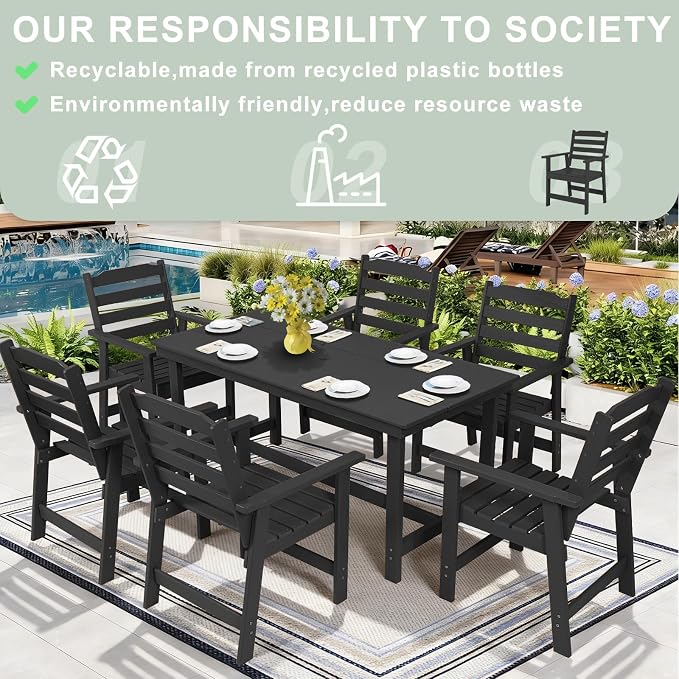 FUNBERRY Outdoor Dining Chairs Set of 2, HDPE Patio Chairs for Outside | Wood-Grain, HDPE All Weather, No Rot or Rust or Crack, UV Fade Shield, 330LBS Weight Capacity, Easy-Clean for Outside