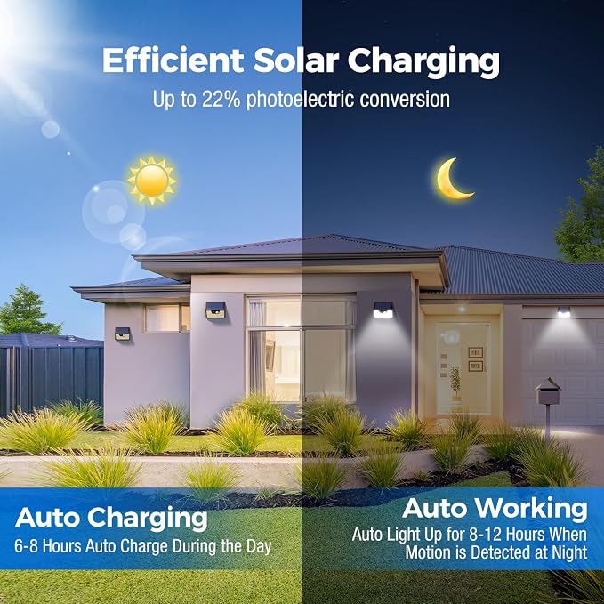 18 Pack/140 LED Solar Lights, Outdoor Waterproof, 3 Lighting Modes, Motion Sensor, Black