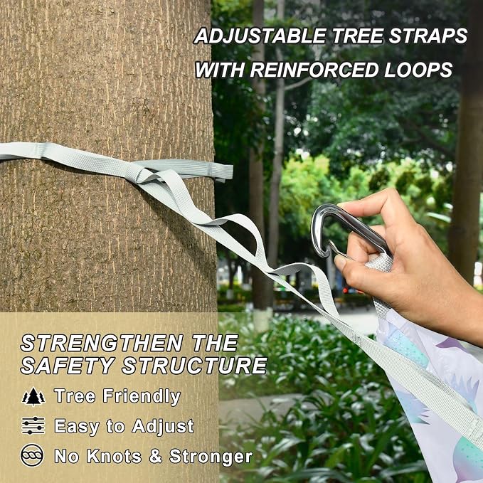 Camping Hammock Outdoor Hammocks for Outside Green Blue Pitaya Beach Trees Portable Lightweight with Pockets Tree Straps Indoor