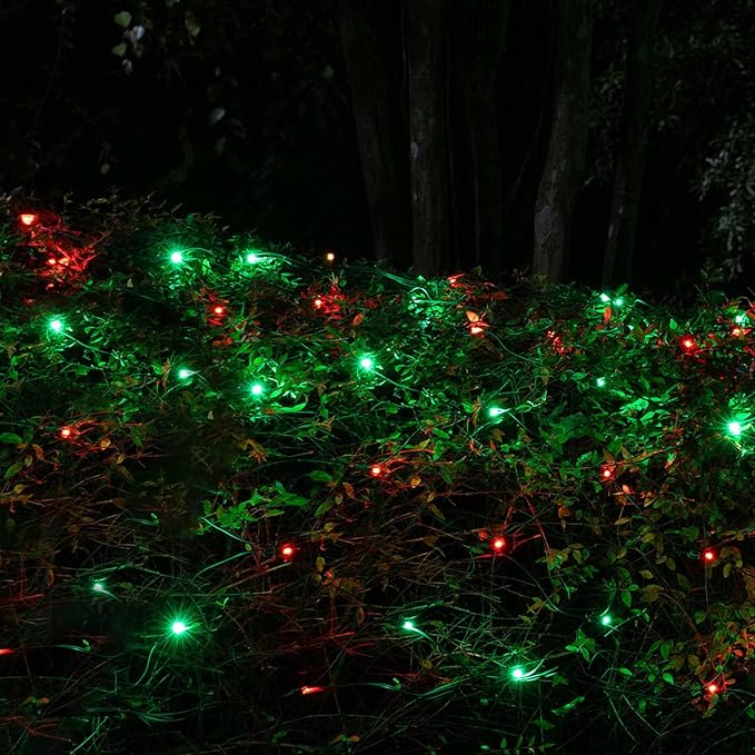 Dazzle Bright Red and Green Christmas String Lights, 300 LED 100 FT Connectable Waterproof String Lights Green Wire with 8 Modes, Xmas Vintage Decorations for Indoor Outdoor Party Yard Garden Decor