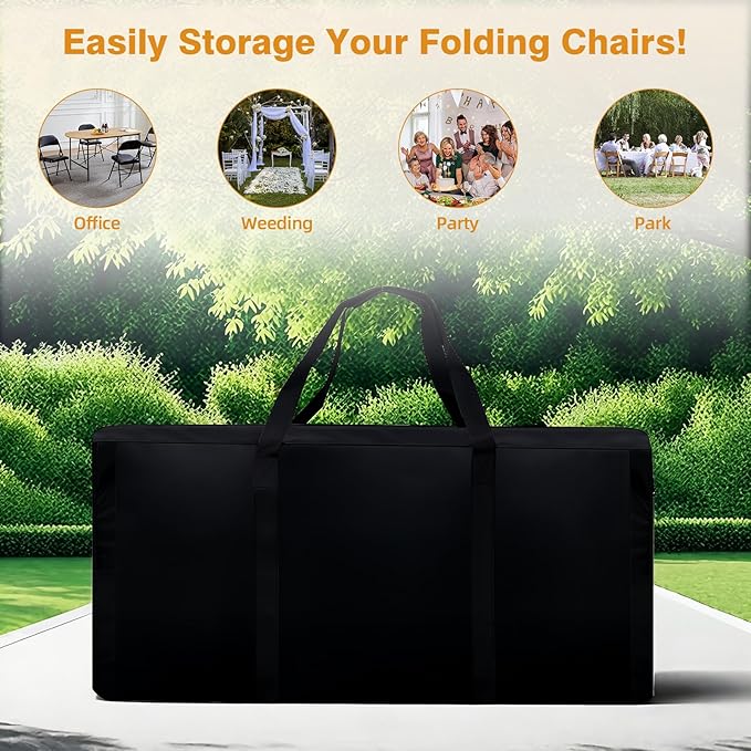 Folding Card Table Storage Bag, Large 35" L x 18" H x 4" W Waterproof Bag for Square 34" Folding Table 600D Heavy Duty Foldable Table Carry Bag, Black