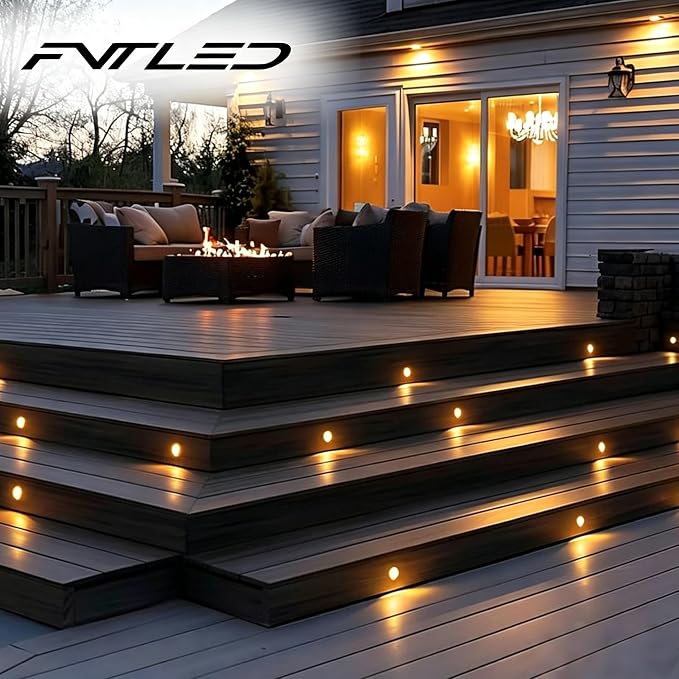 Pack of 30 Warm White Low Voltage LED Deck Lights kit Φ1.38 Outdoor Garden Yard Decoration Lamp Recessed Landscape Pathway Step Stair Warm White LED Lighting, Black