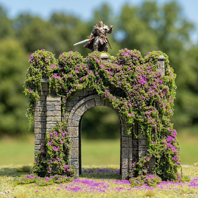 Realistic Miniature Vines - Hanging Moss Scenery for Diorama Supplies & Model Building - Mini Miniature Plants for Rainforest, Dollhouse, Fairy Gardens, Crafts DIY, Tabletop Wargaming (Purple)
