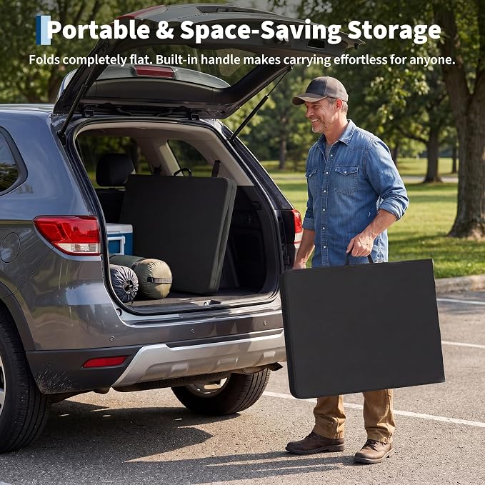 Garvee 6FT Portable Folding Table 2 Pack, HDPE Plastic Foldable Table with Carry Handle for Camping, Parties, Picnic & Events Indoor Outdoor, Black