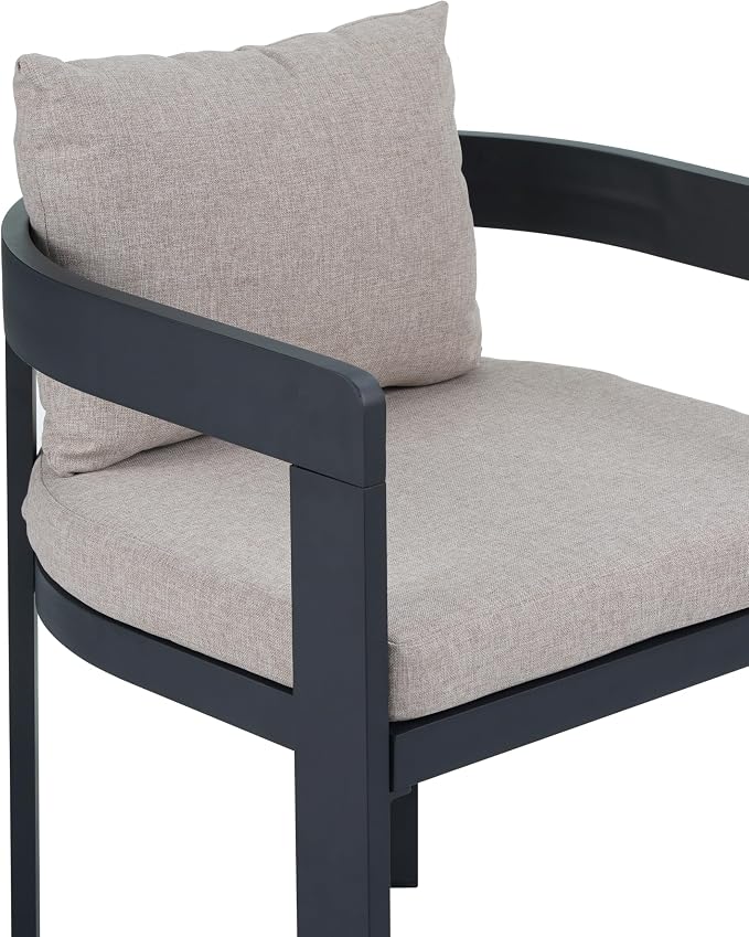 Christopher Knight Home Kaja Acacia Wood Outdoor Dining Set for 6, 7 Piece Patio Dining Table and Chair Set, Aluminum Outdoor Dining Chair and Table Set with Removable Cushion, Teak+Gray+Dark Gray