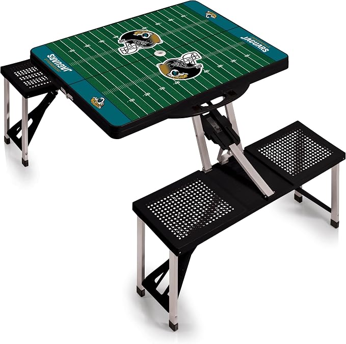 PICNIC TIME NFL Picnic Table Portable Folding Table with Seats and Umbrella
