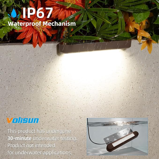 VOLISUN 7 Inch Retaining Wall Lights, 5000K Hardscape Lighting, 6 Pack | IP67 Waterproof, Cuttable Low Voltage Landscape Lighting, 12V Paver Lights, 2.8W Outdoor Step Lights
