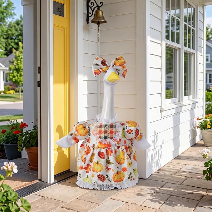 Porch Goose Outfit Set with Dress & Bow Accessories for 23" Goose Statue