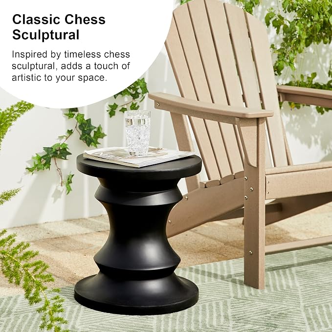 Giltzhome Antique Decorative Garden Stool Set of 2, 18.25" H Heavy Duty Chess Pedestal Accent Table, Side Table, Plant Stand for Garden Patio Lawn Home Indoor Outdoor, Black