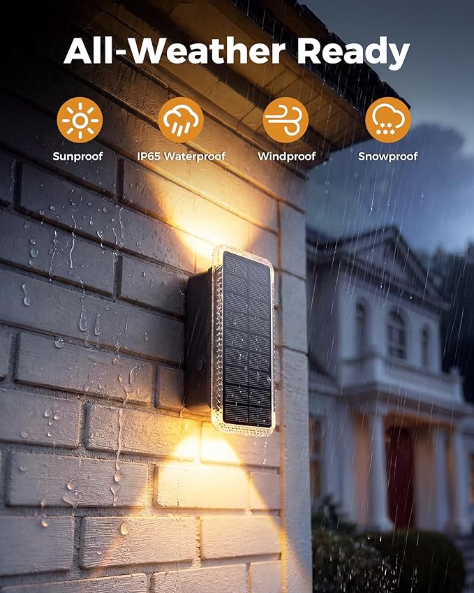 Solar Fence Lights Outdoor 8 Pack, 5CCT(3000K-6000K) Up and Down Solar Wall Lights, IP65 Waterproof Dusk to Dawn Fence Lights Solar Powered for Patio, Porch, Backyard, Garage, Wall Decor