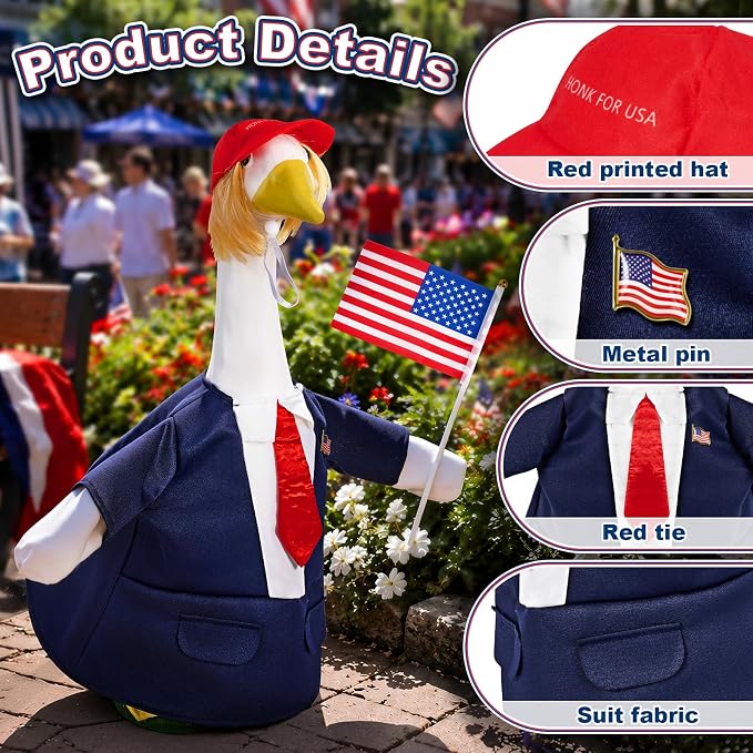 1 Set Patriotic Porch Goose Outfit for 23 Inch Goose Statues | 4th of July Goose Clothes for the 250th Anniversary, Independence Day Yard, Garden and Patio Displays