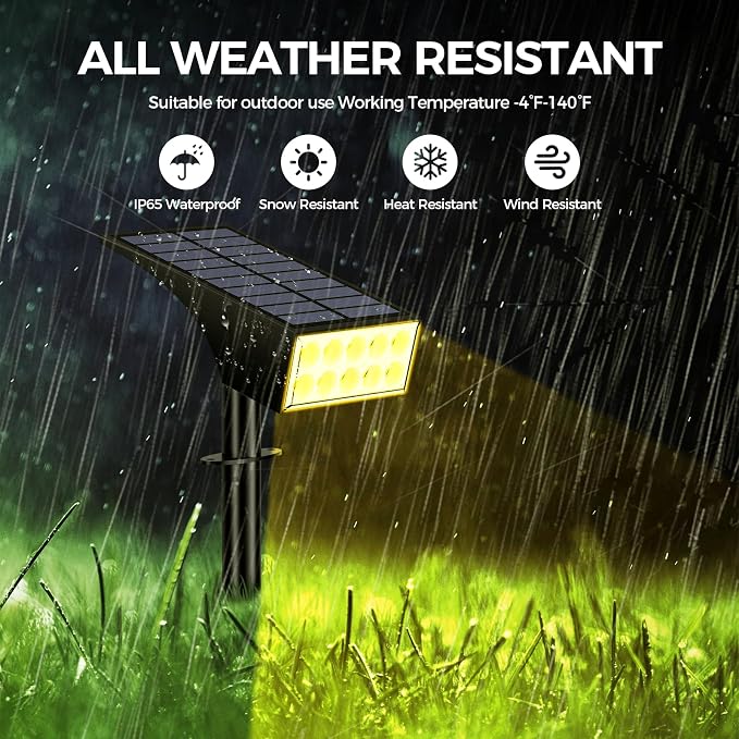 WENATY Solar Spot Lights Outdoor, IP65 Solar Spotlights Warm White, 6 Pack | Solar Lights Outdoor Waterproof, 4 Lighting Modes Solar Powered Security Light for Yard Garden Landscape Pathway Lawn Outside