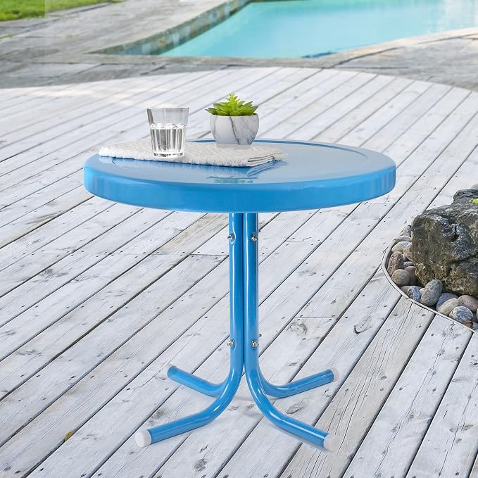 Northlight Outdoor Retro Tulip Side Table, 22", Turquoise Blue