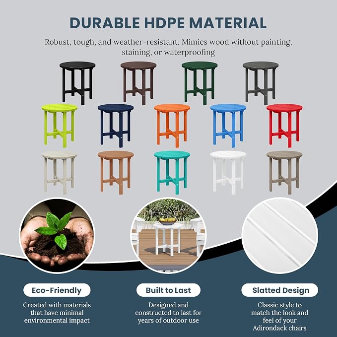 HDPE Altura Round 18" Side Table,White