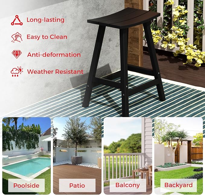 Costaelm Outdoor Bar Table, 37" Counter Height Round Patio Cocktail Bar Table, Patio Bar 3-Pieces Set Bistro Dining Pub Table for Deck, Backyard, Garden, Black