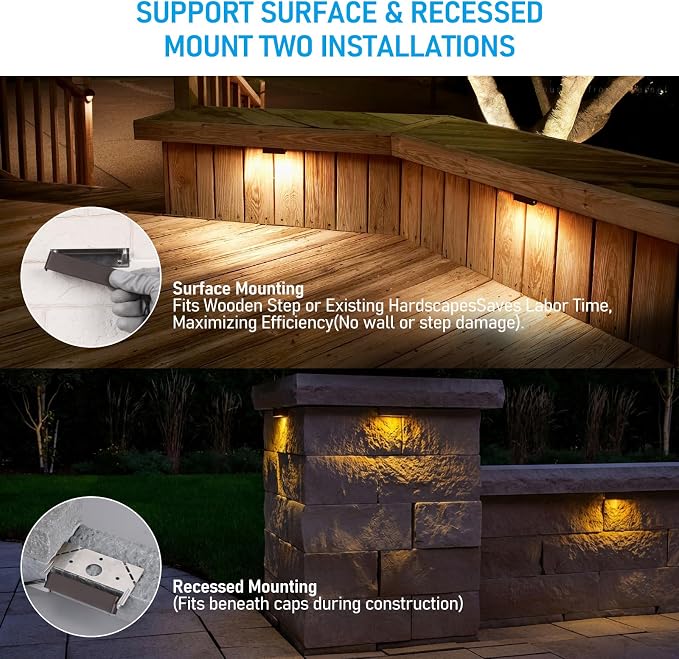 LEONLITE 4-Pack 4 Inch LED Hardscape Lighting, 1W/2W/3W, 2700K Soft White | Update Dimmable Retaining Wall Lights, Low Voltage Landscape Lighting, 12-24V AC/DC Paver Light, Outdoor Step Lights, ETL