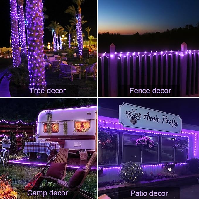 JMEXSUSS 200 LED Purple Solar Halloween Lights | 66 ft Rope Lights Outdoor Waterproof, PVC Tube Purple Christmas String Lights for Party Tree Fence Christmas