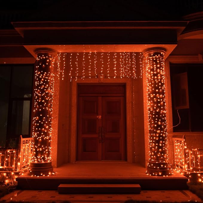 TW SHINE Orange Halloween Lights, 2 Pack 20FT 100 Count Incandescent Mini String Lights, Waterproof Halloween Decorations for Outdoor Indoor Patio Home Party Garden Yard Decor
