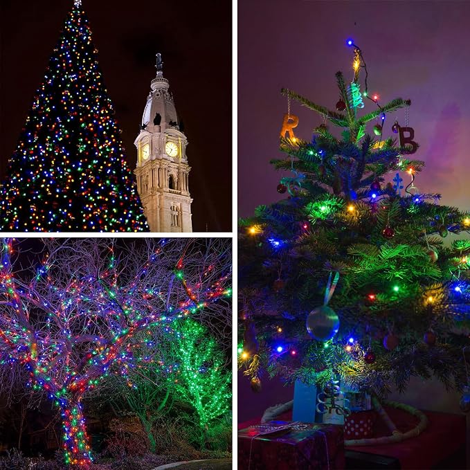 Multicolor Solar Christmas Lights 2Pack Total 180FT 500LED, String Light Outdoor Waterproof, Auto On/Off with 8 Modes Solar Twinkle Lights for Outside Tree Christmas Decorations (Multicolor) | Total 180FT Flexible Wire With Bright LEDs, 8 Twinkle Modes...