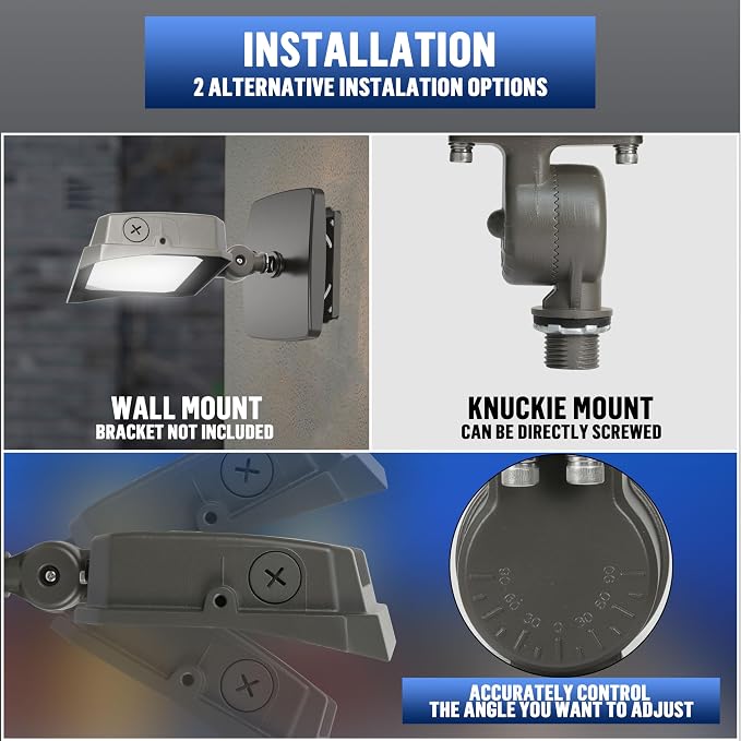LED Flood Lights Outdoor 35/60/80W and 3000/4000/5000K Adjustable 10400Lm,Dusk-to-Dawn Sensor o Dawn Flood Light for Yard, Garage, Garden,UL Listed,Includes Include Yoke Mount