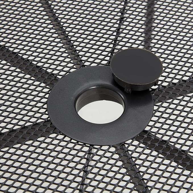 AECOJOY Outdoor Patio Dinning Table for 6, 51"x31" Rectangular Metal Steel Patio Outdoors Tables with 1.73" Umbrella Hole All Weather-Resistant for Lawn Backyard Garden, Porch Dark Grey
