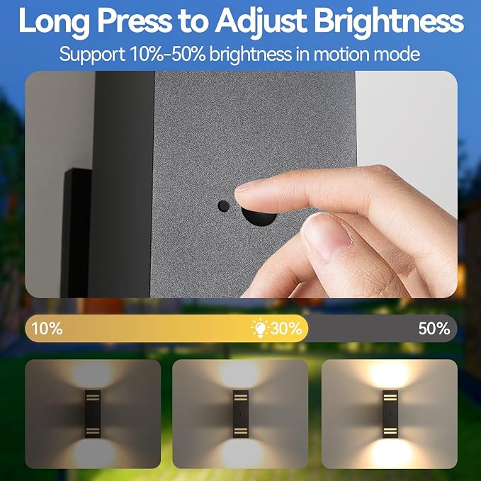 SHIMR Motion Sensor Outdoor Wall Lights, Modern Sconce, ETL Listed, 2 Pack | Dusk to Dawn Outdoor Lighting, Up and Down, Black Aluminum Exterior Light Fixture for Porch Garage Patio, LED Bulbs Included