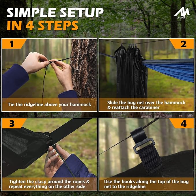 Hammock Bug Net + Underquilt, Mosquito Net & Full Length Under Quilt for Single Hammocks