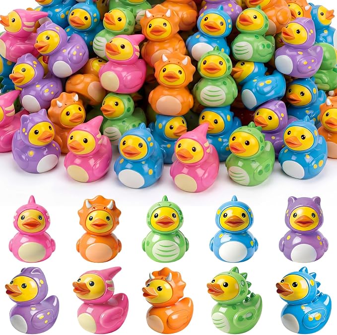 Novabright 100 Pcs Mini Resin Dinosaur Ducks Tiny Resin Dinosaur Ducks Figures to Hide Small Animal Statue for DIY Cake Craft Garden Landscape Ornament Potted Decoration Birthday Party Supplies