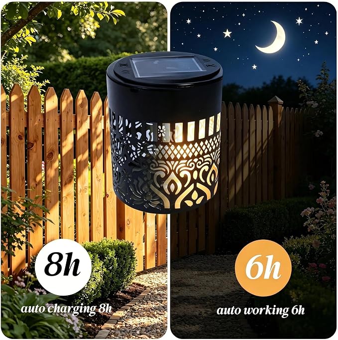 2 Pack Solar Fence Lights Outdoor, Decorative Solar Wall Lights with Peony Pattern, IP65 Waterproof LED Wall Sconce Lantern for Garden Yard Fence Decor, Patio Pathway, Gift for Women Mom