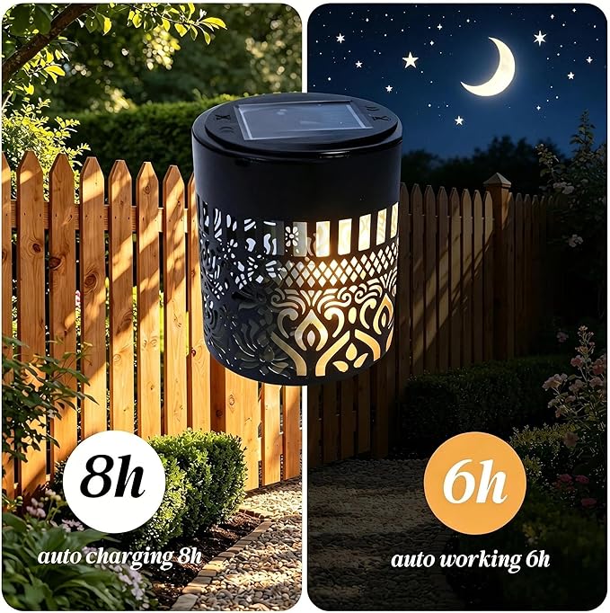4 Pack Solar Fence Lights Outdoor, Decorative Solar Wall Lights with Peony Pattern, IP65 Waterproof LED Wall Sconce Lantern for Garden Yard Fence Decor, Patio Pathway, Gift for Women Mom
