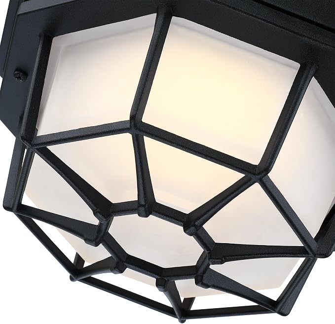 8.5” Black Flush Mount LED Ceiling Light 2700K 3000K 3500K 4000K 5000K Octagonal Outdoor Porch Lights Black 8.5inch Outside Ceiling Light for Patio,Aluminum Alloy and Glass,14W, 120V, 750lm-1000Lm
