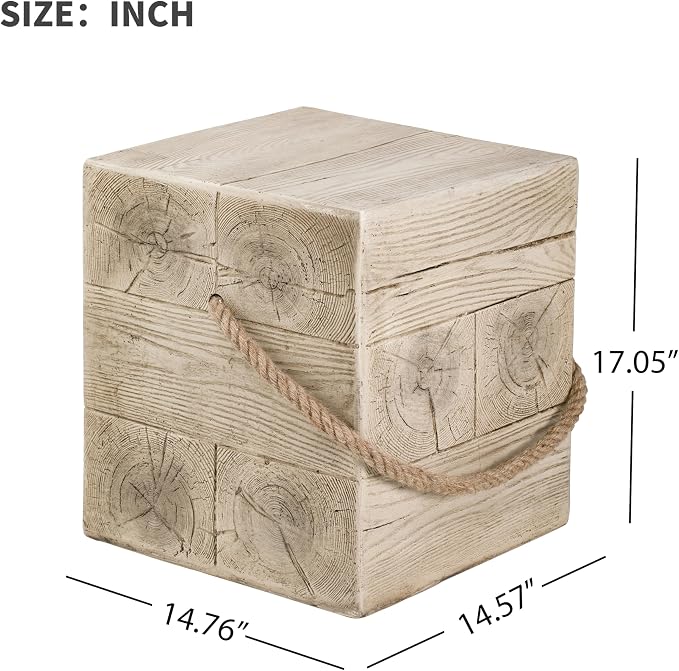 Stone Side Table,Round Faux Marble Side Table,Modern Small Stone End Table for Balcony (wood-28)