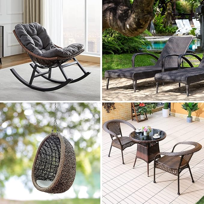 Wicker Repair Material， Flat Synthetic Rattan Weaving Material Plastic Rattan for Knit and Repair Chair Table,Storage Basket,Ect (Coffee Gradient A)