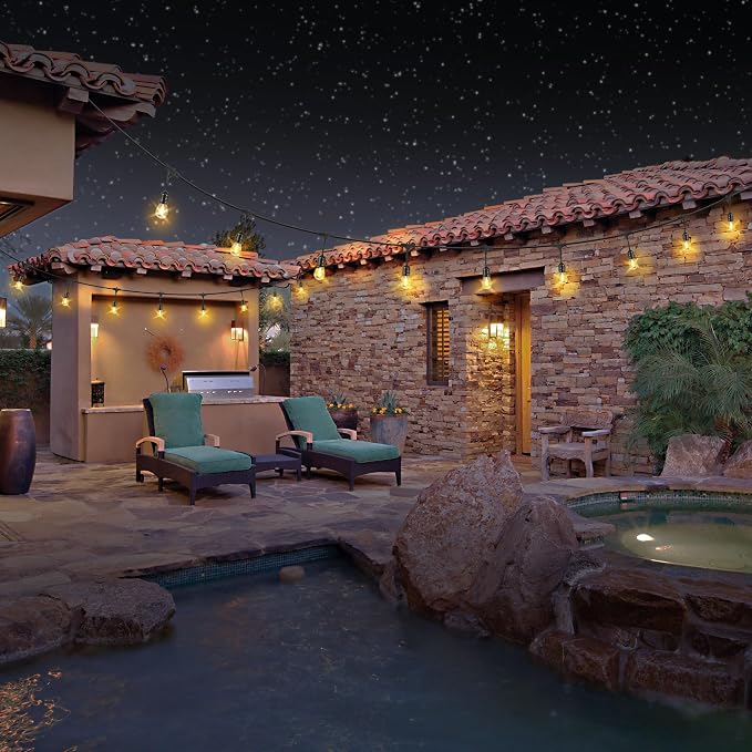 Feit Electric LED Solar Powered String Lights, Dusk-to-Dawn Sensor, 20ft Shatter Resistant Outdoor String Lights, Linkable, 2700K Warm White, 15,000-Hour Lifetime, SL20-10/SOL/V1, 11 Bulbs Included