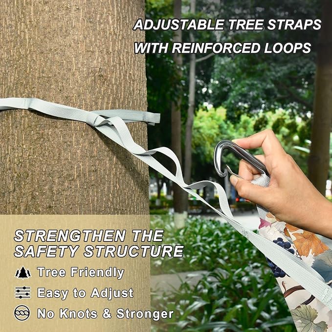 Camping Hammock Outdoor Hammocks for Outside Grape Leaves Beach Trees Portable Lightweight with Pockets Tree Straps Indoor