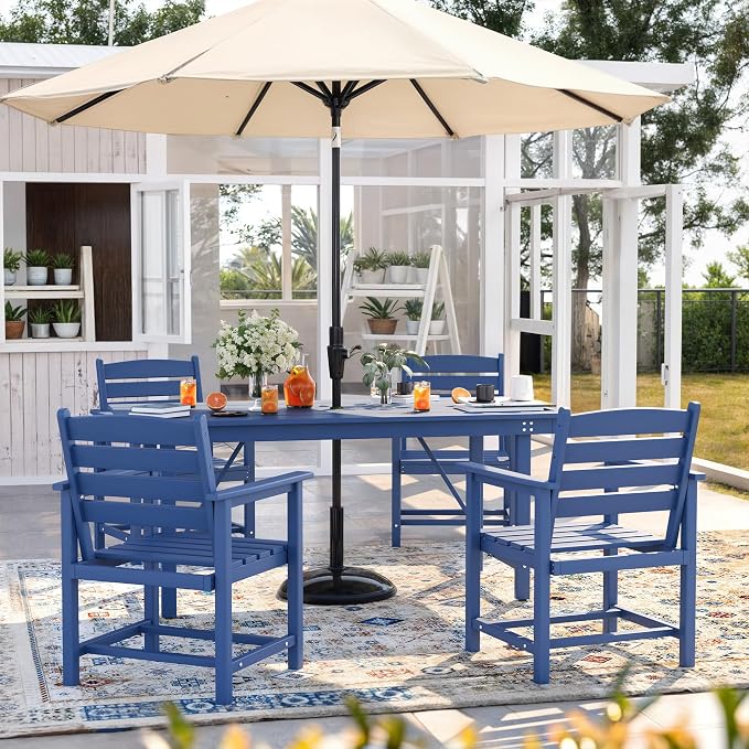 UDPATIO HDPE Patio Dining Chairs of 4, Heavy Duty Extra-Wide Outdoor Chairs with 360 lb Load Capacity, Easy to Assembly, All-Weather Seating for Patio, Pool, Garden, Backyard