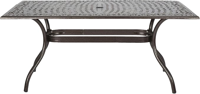 Christopher Knight Home Yamilet Traditional Outdoor Aluminum Rectangular Dining Table, Hammered Bronze