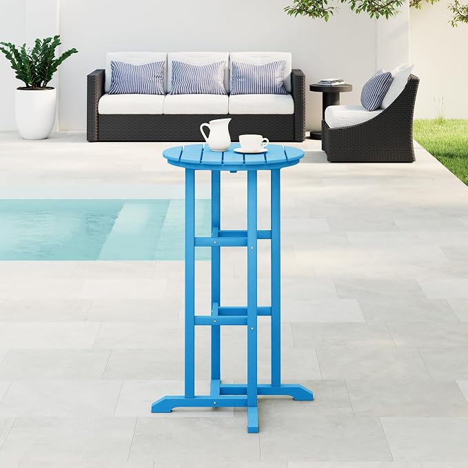 WestinTrends Malibu 42" Counter Height Round Outdoor Patio Bistro Bar Table, Pacific Blue