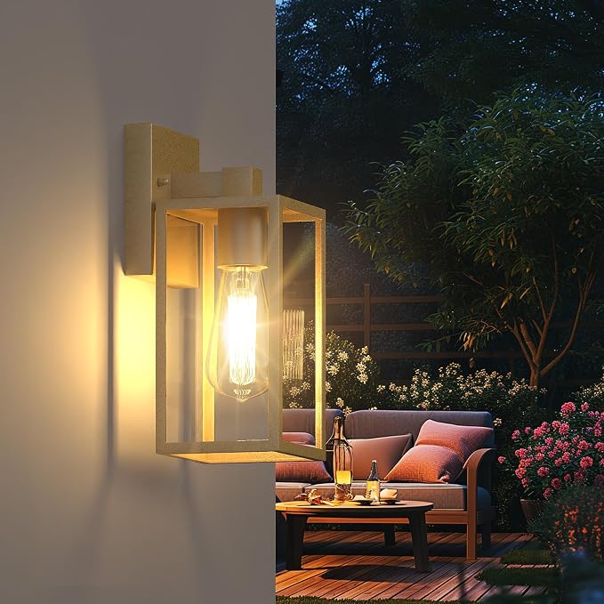 Outdoor Exterior Lighting Fixture for House, Waterproof Front Porch Lights | 10.65inch, Anti-Rust Metal Frame, Tempered Glass, E26 Base, Waterproof, Easy Install, Wall Sconce for Patio, Garage, Entryway
