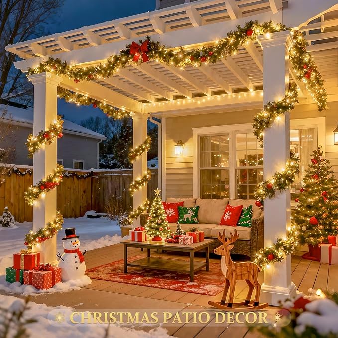 JMEXSUSS 2 Pack Solar Fairy Lights, Total 200 LED 66FT Solar String Lights | Outdoor Waterproof 8 Modes Copper Wire Solar Christmas Lights for Yard Patio Tree Garden Xmas Decorations, Warm White