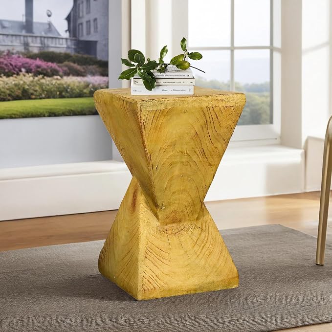 Stylish 19.6" H End Table Adding a Touch of Modern Charm to Your Porch, Patio, Garden – Decorative Concrete Side Table for Living Room or Bedroom
