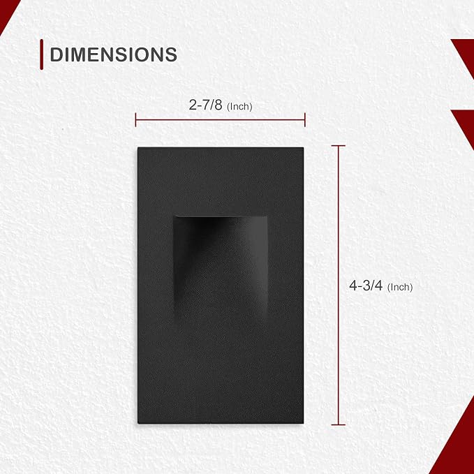 Ciata LED Stair Lights - 3 CCT Options (3000K/4000K/5000K) | 3 Watt Step Lights for Indoor and Outdoor Stairs | Ideal for Home Theater and Outdoor Stairway Lighting | Black Finish, Vertical - 3 Pack