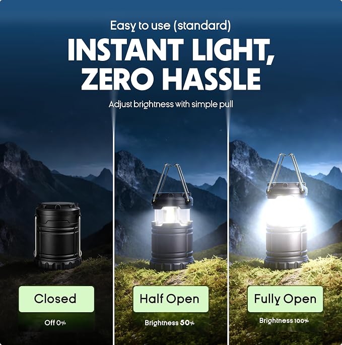 MalloMe LED Camping Lantern, Battery Powered Lanterns for Power Outages, Portable Hanging Collapsible Camping Lights for Outdoor, Home, Emergency, Hurricane Lamp Survival Outage Light 3 x AA Operated